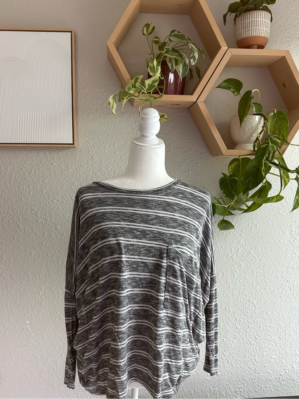 Carly Jean Los Angeles Black & White Striped Long-Sleeve Tee